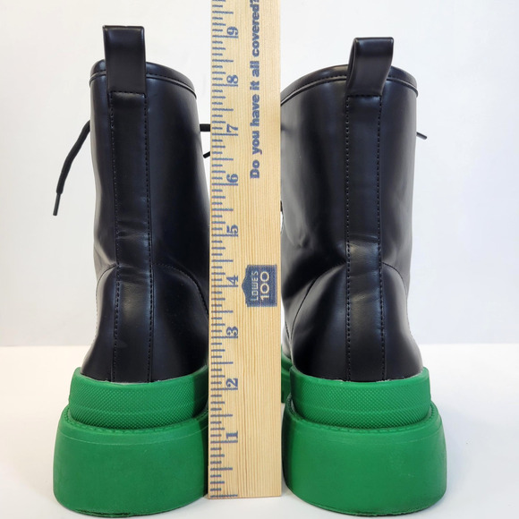 Liliana Combat Boots Womens Size 10 Black Green Lace Up Chunky Platform Grunge - Picture 8 of 16